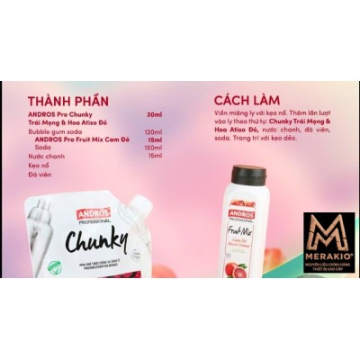 ANDROS PROFESSIONAL MỨT CHUNKY TRÁI MỌNG-HOA ATISO ĐỎ TÚI 1KG/ BERRIES-HIBISCUS CHUNKY