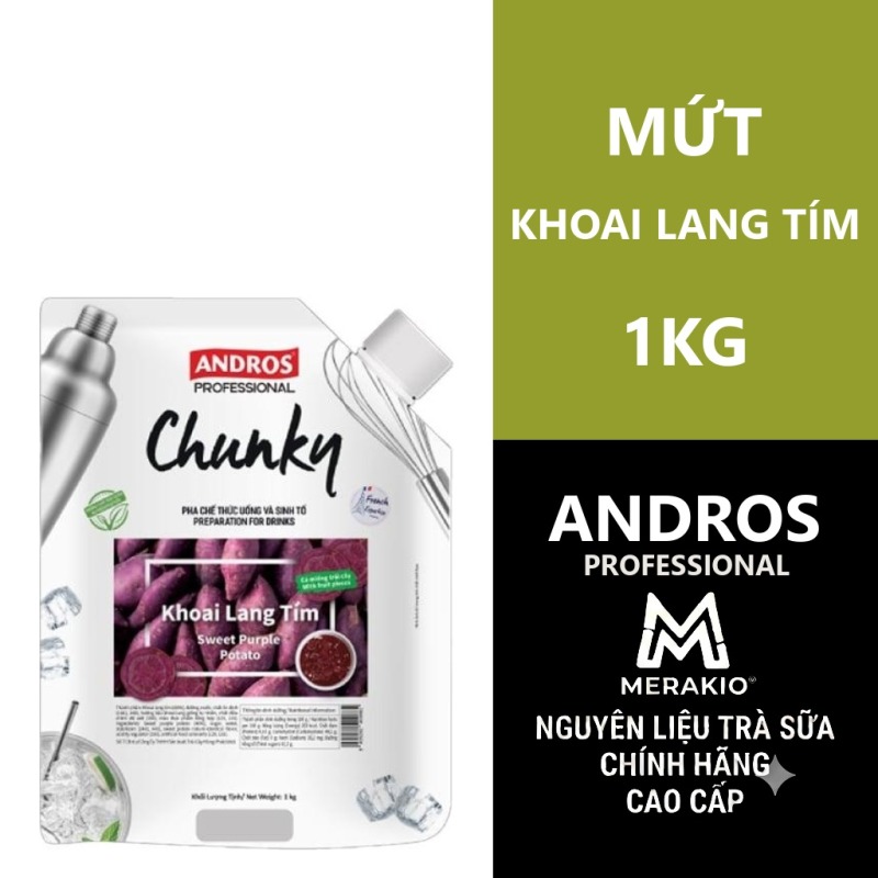 ANDROS PROFESSIONAL MỨT CHUNKY KHOAI LANG TÍM TÚI 1KG/ SWEET PURPLE POTATO CHUNKY